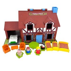 Vintage Fisher Price Little People Tudor House 952 Dollhouse Set